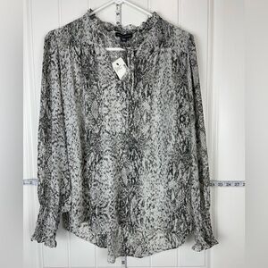 Saks Fifth Avenue Sheer Snake Print long sleeve Blouse